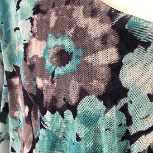 Croft and Barrow flowy stretchy black, teal, gray  Blouse 2XL - Picture 5 of 11